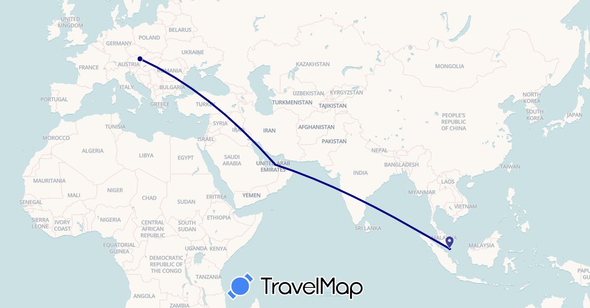 TravelMap itinerary: driving in United Arab Emirates, Austria, Singapore (Asia, Europe)